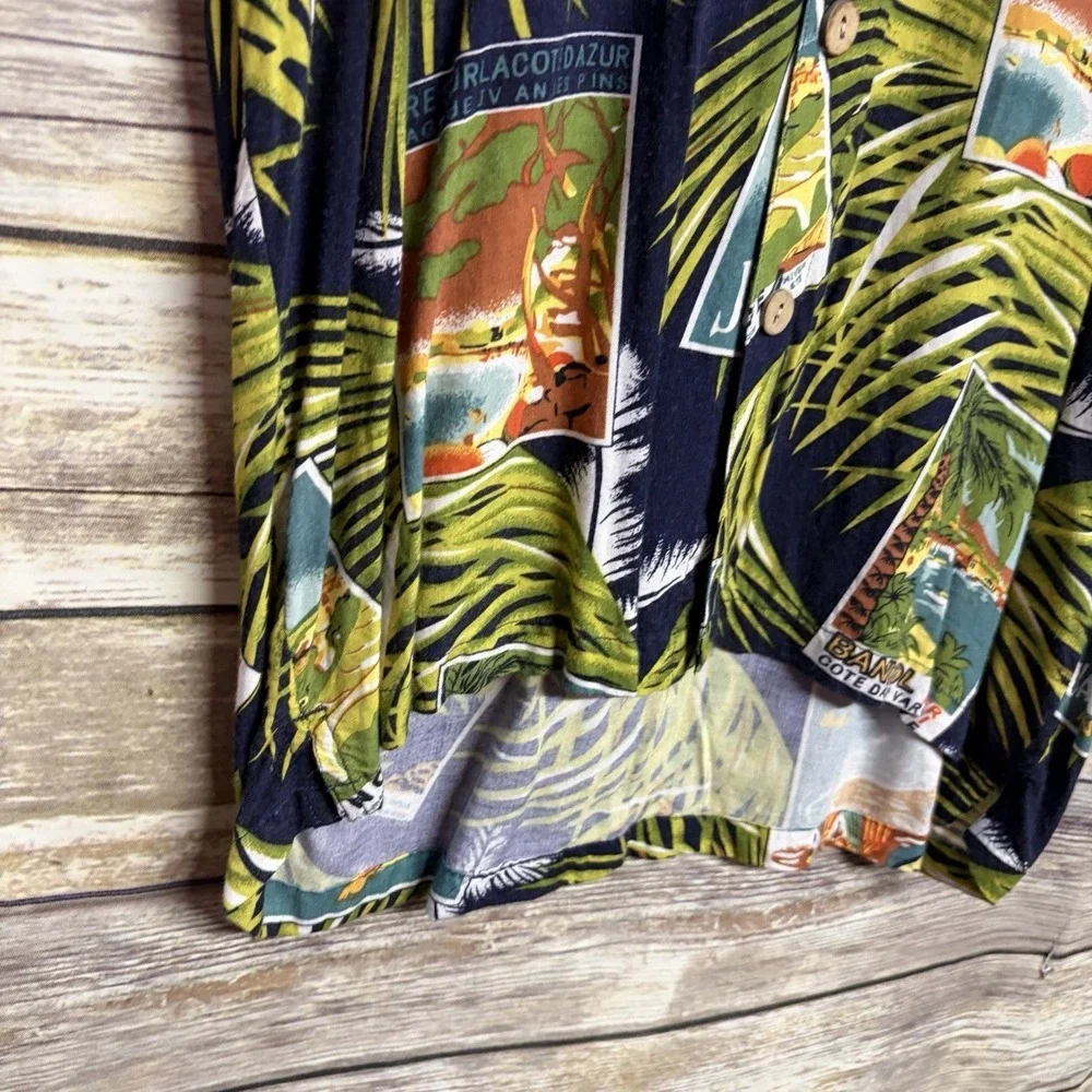 Vintage K.A.D. Clothing Co Tropical Beach Hawaiian Palm Trees Shirt Men's Medium